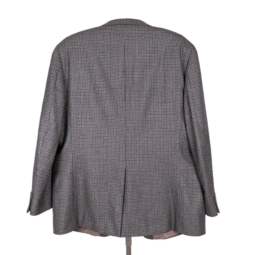 Chaps Classic Men's Wool Blazer Size 48L Charcoal Gray & Blue Houndstooth Check